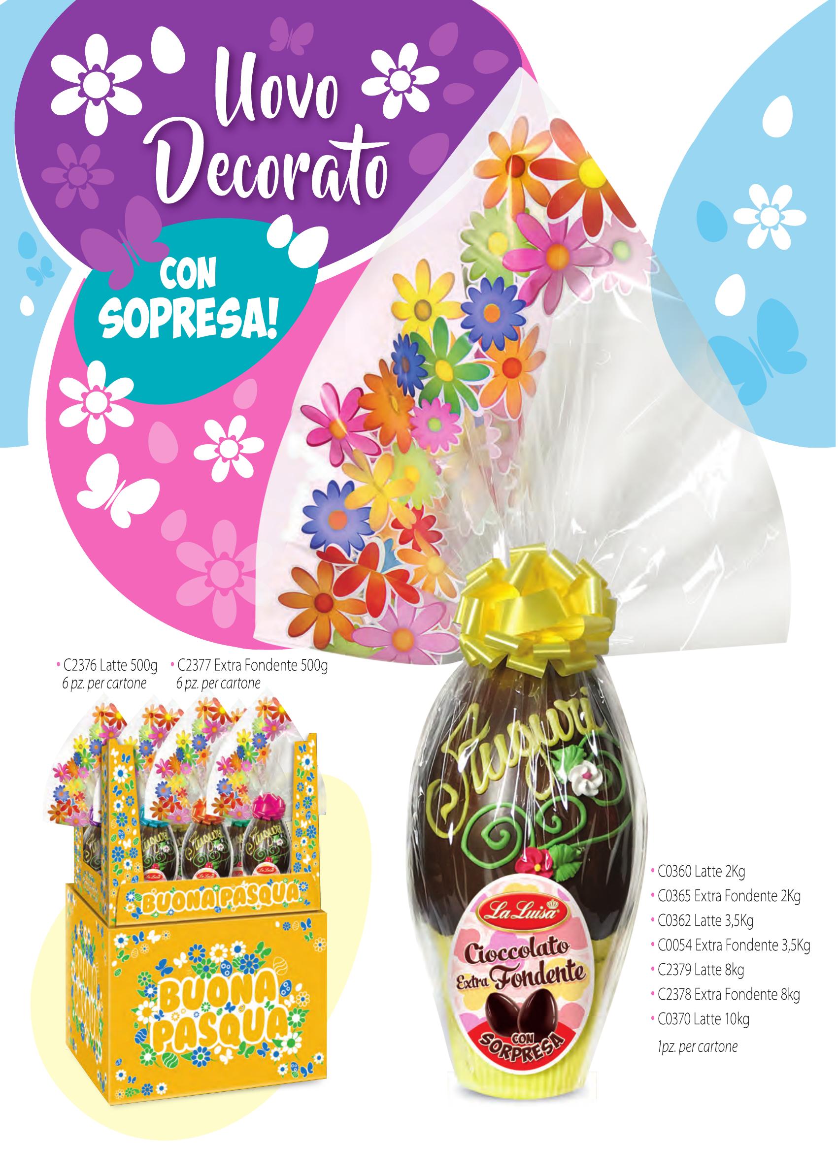 Uovo Decorato Cioccolato con Sorpresa La Luisa 500g-10kg
