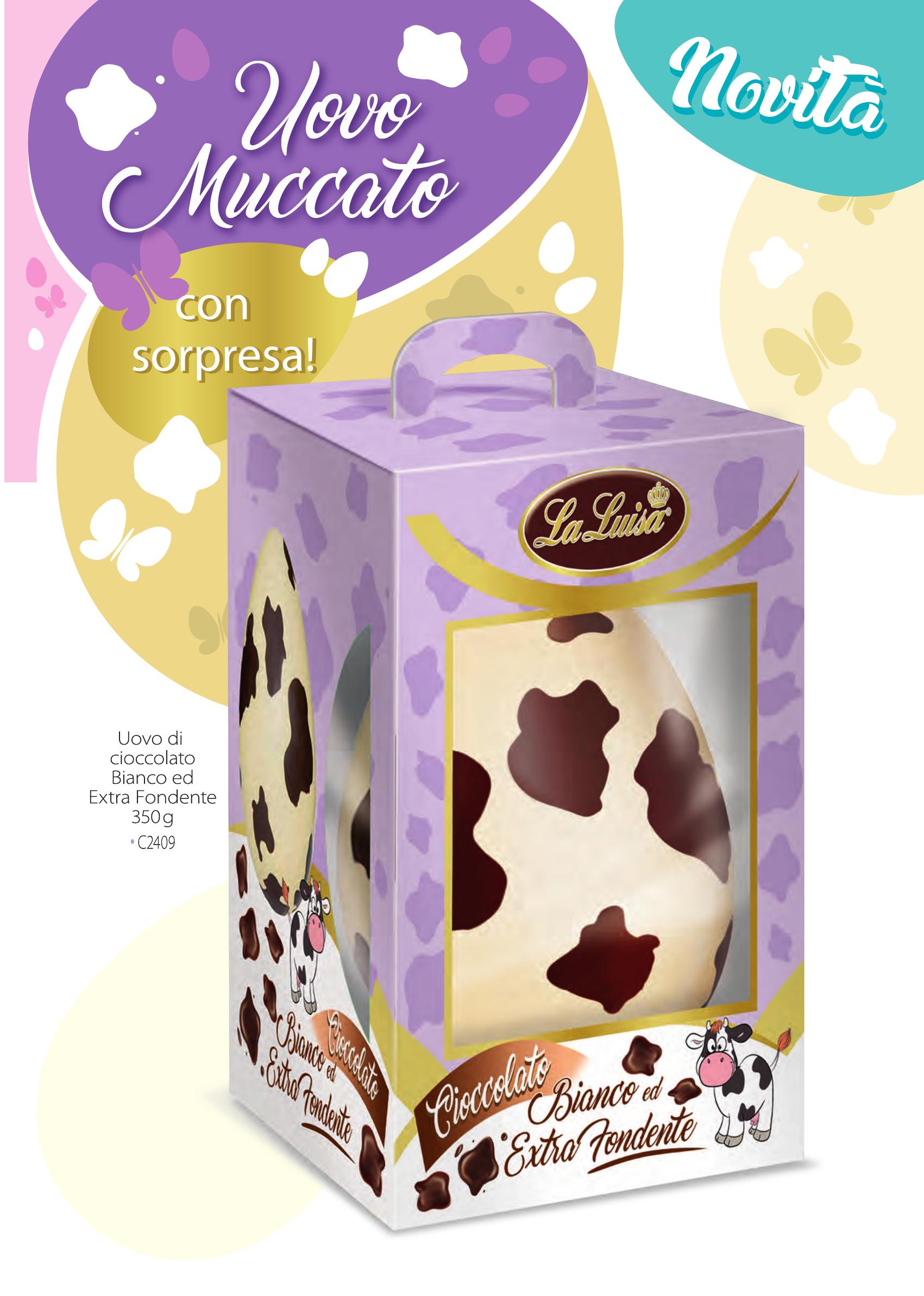 Uovo Muccato Cioccolato Bianco ed Extra Fondente La Luisa — Novità