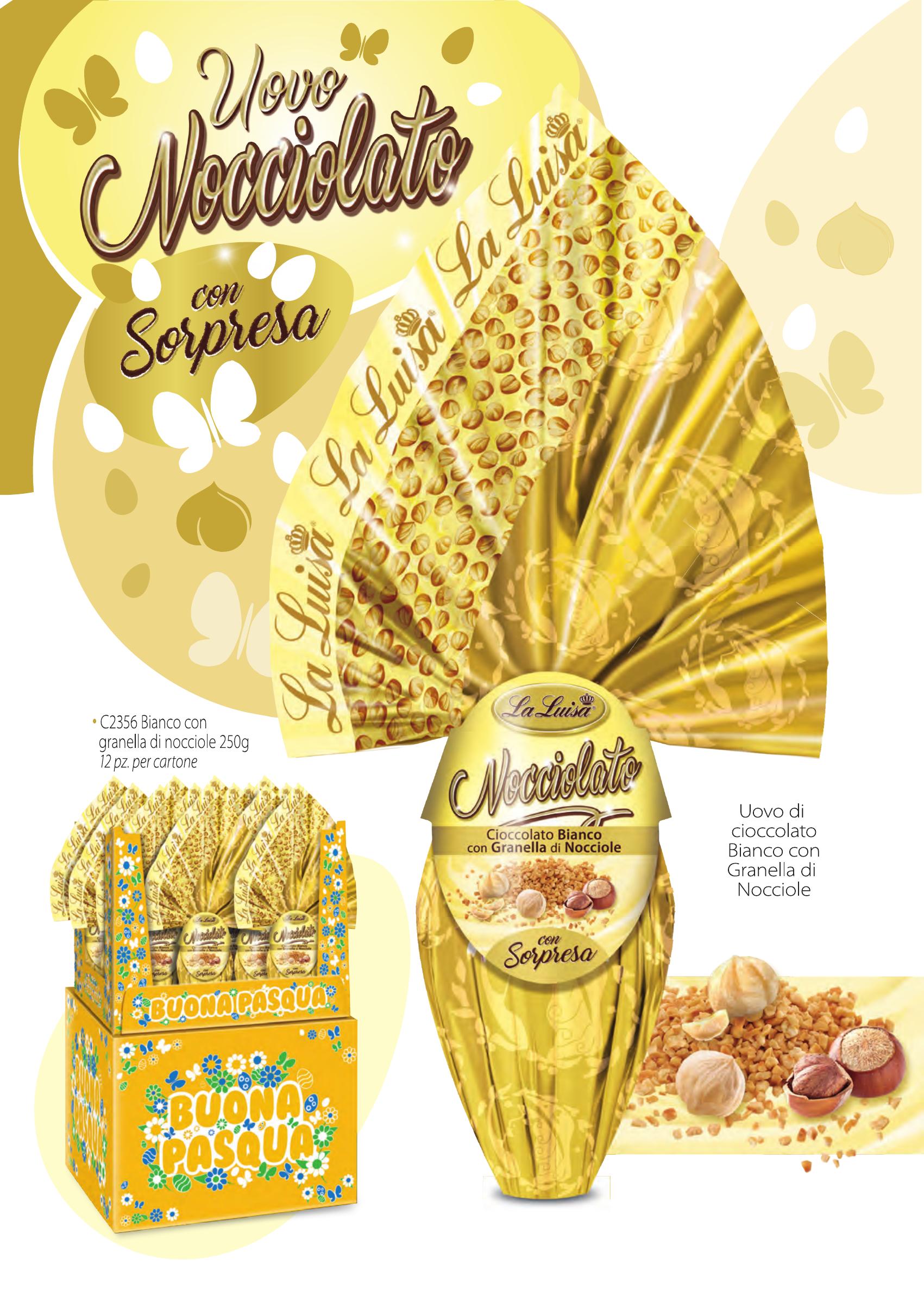 Uovo Nocciolato Cioccolato Bianco con Granella di Nocciole La Luisa