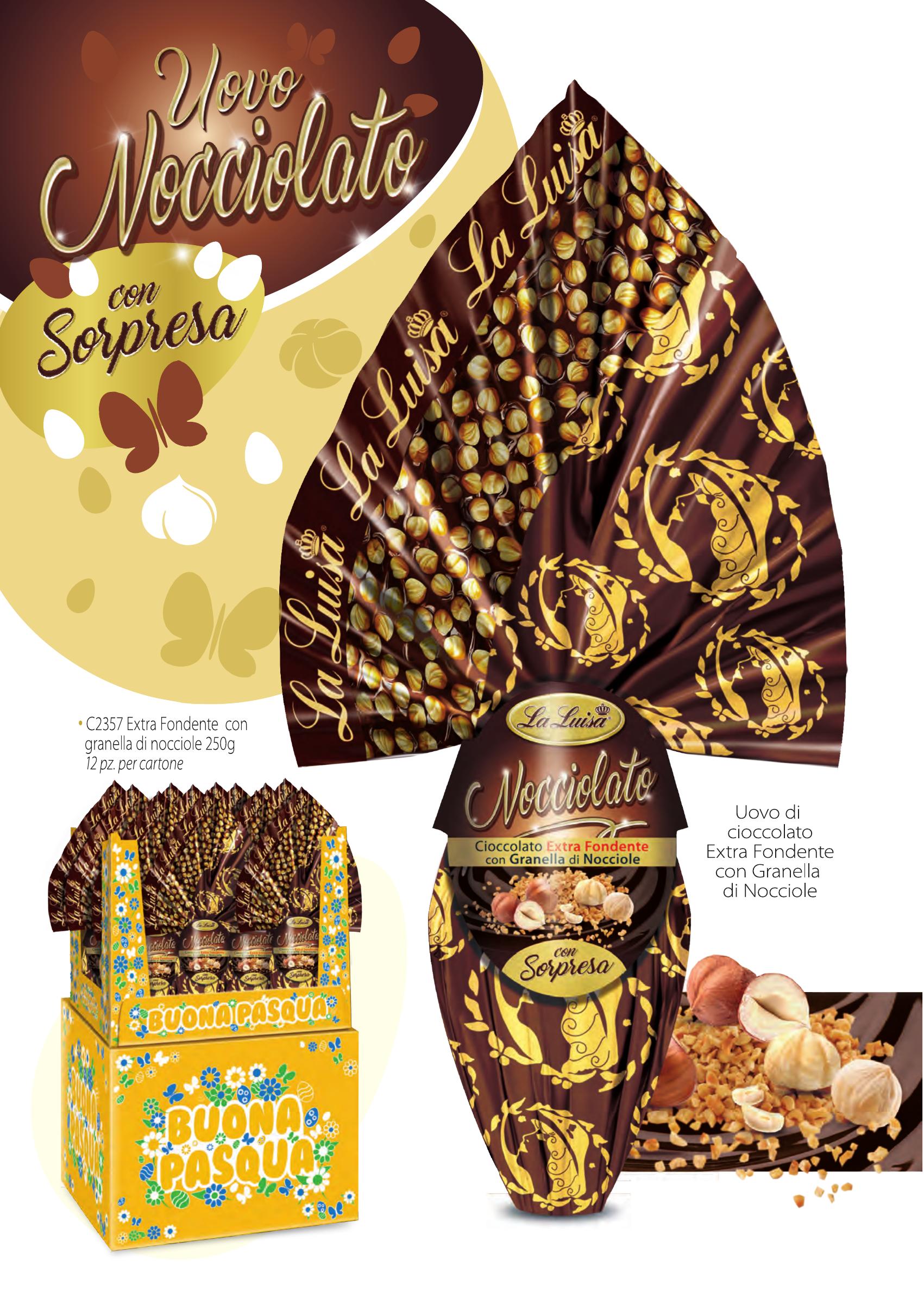 Uovo Nocciolato Cioccolato Extra Fondente con Granella di Nocciole La Luisa