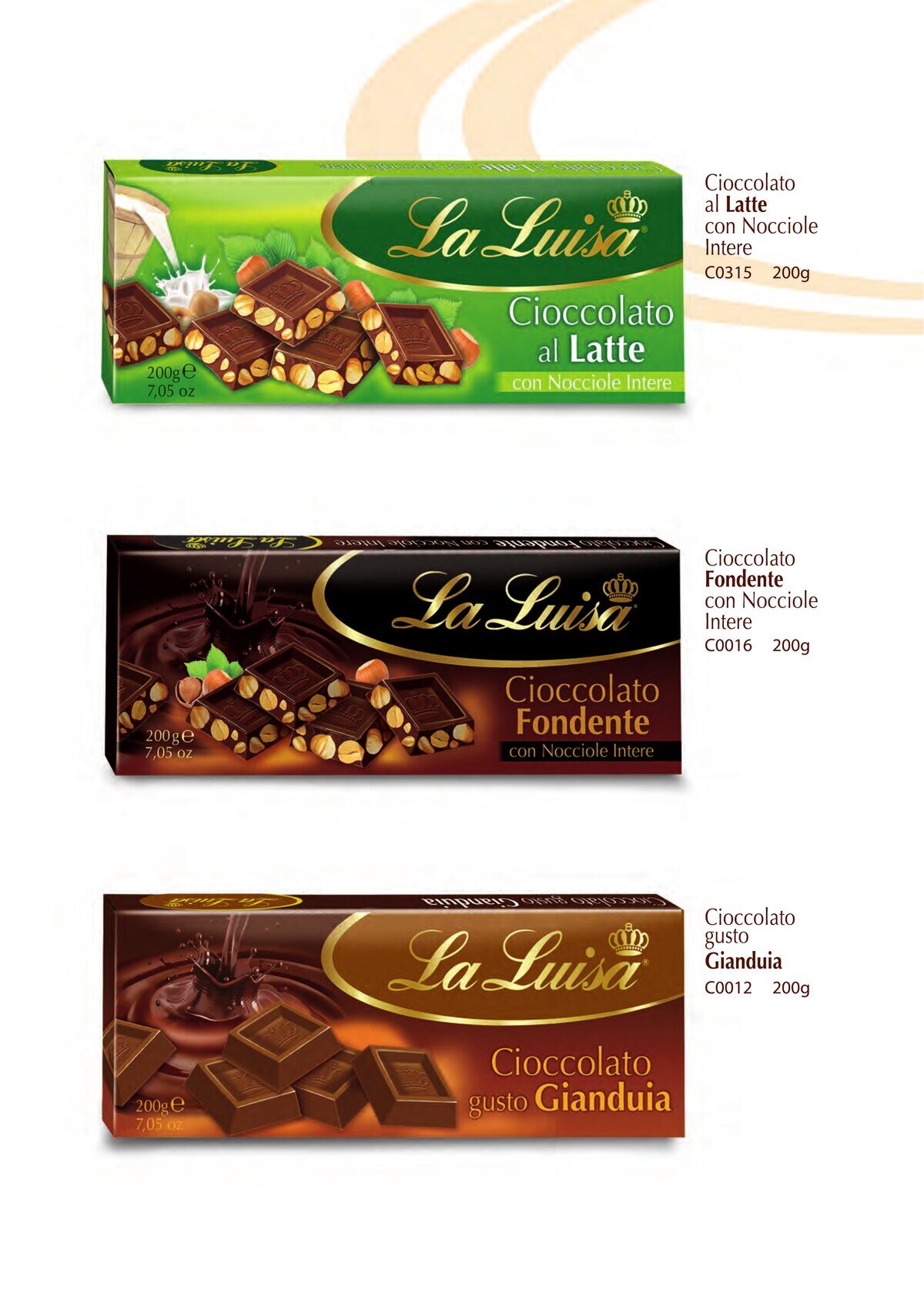 Cioccolato 200g Nocciole e Gianduia La Luisa