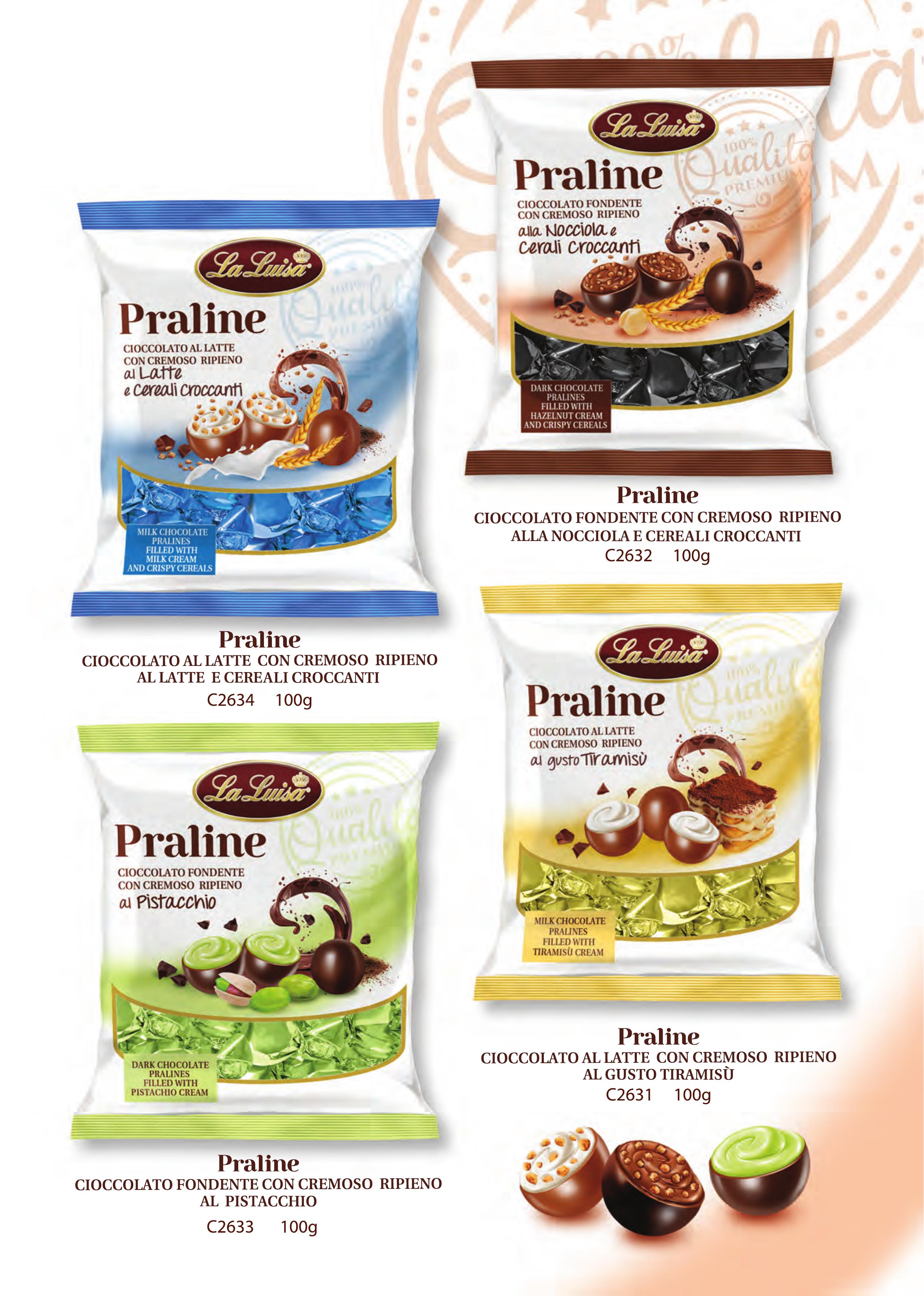 Praline Buste Cereali Pistacchio Tiramisù La Luisa